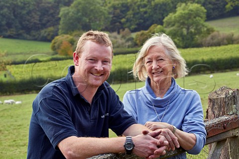 Dermot Sugrue with Alice Renton owner of Mount Harry Vineyard Offham near Lewes Sussex England