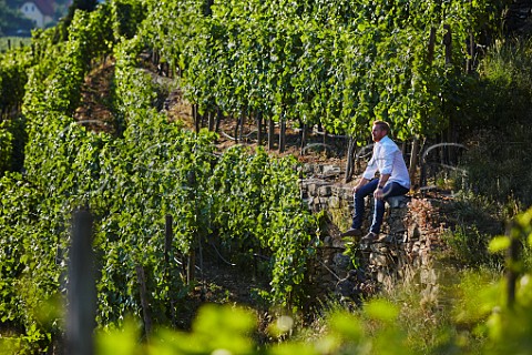 Franz Hirtzberger junior winemaker in the Loibenberg vineyard Spitz Niederosterreich Austria   Wachau