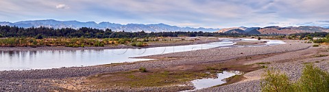 The Wairau River viewed west from near Renwick with the Richmond Ranges in distance  Marlborough New Zealand