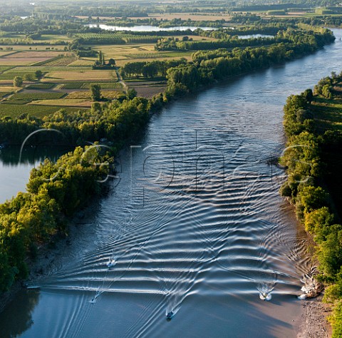The Mascaret wave on the Garonne River at Langoiran Gironde Aquitaine France Bordeaux