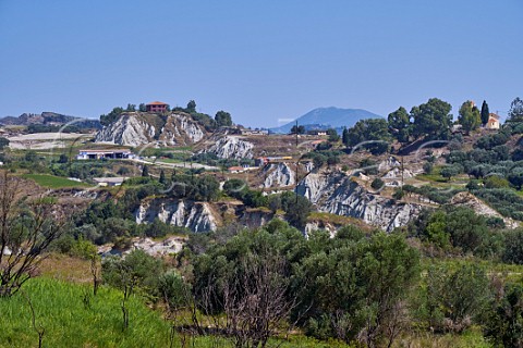 Landscape near Vouni showing the clay argile soil of the region Paliki Peninsula Cephalonia Ionian Islands Greece