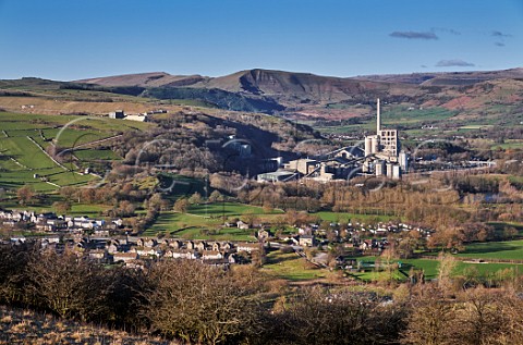 Breedon Hope Cement Works and village of Bradwell Peak District National Park Derbyshire England