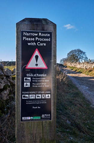 Information sign on Tideswell Lane a popular Green Lane at Eyam Peak District National Park Derbyshire England