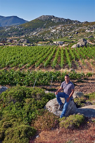 Michalis Kontizas in vineyards of Volacus Wine on the Volax Plateau  Falatados Tinos Greece