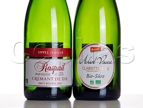 Labels on bottles of Raspail Crmant de Die and AchardVincent Clairette de Die