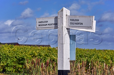 Signpost by New Hall Vineyard  Purleigh Essex England