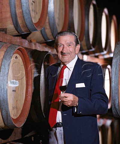 Max Schubert died 1994 with a sample of   Grange Hermitage taken from barrel   Penfolds Magill Winery Adelaide South Australia   Adelaide Hills