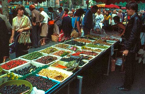 Olive stall in Toulouse market   HauteGaronne France