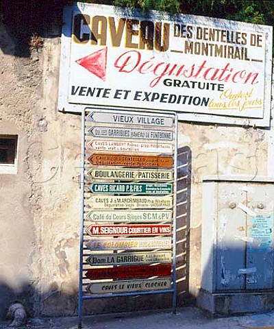 Signs in the wine village of Vacqueyras Vaucluse   France