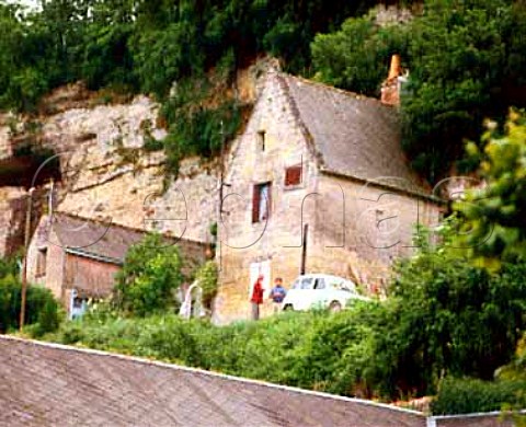 Houses built into the tuffeau rock at Vouvray   IndreetLoire France