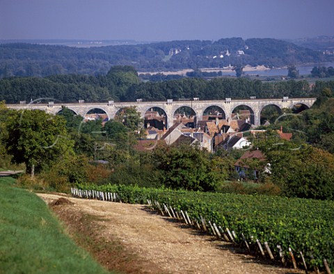 Viaduct above MntrolsousSancerre with village and chteau of TracysurLoire in distance across the River Loire Cher France   Sancerre