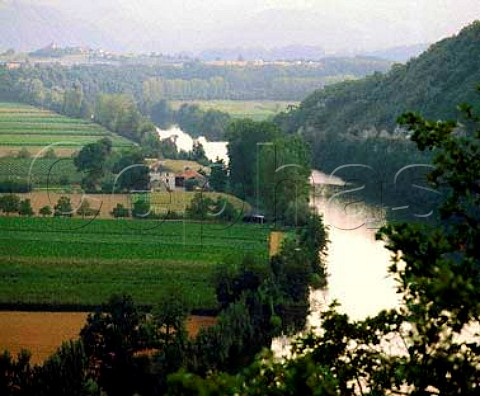 Vineyards and River Lot at Parnac near Cahors Lot   France  AC Cahors