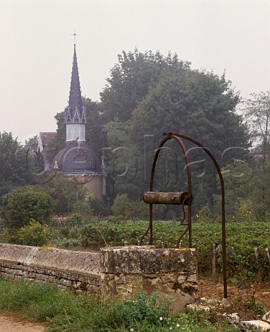 Old well in clos wall of vineyard at Mercurey SaneetLoire France  Cte Chalonnaise