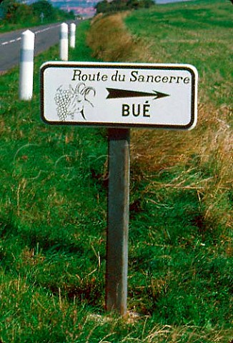 Road sign depicting goats cheese and   wine   Bu Cher France  Sancerre