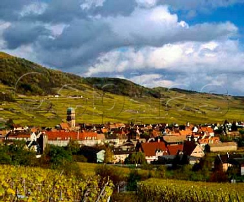 Kaysersberg with Schlossberg Vineyard beyond   HautRhin France  Alsace