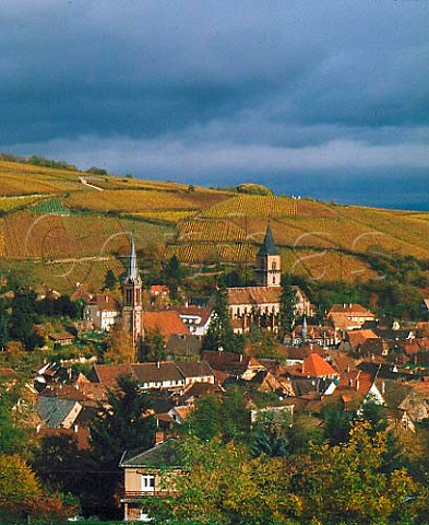 Ribeauvill HautRhin France  Alsace  The hill behind the town has on its slopes the   Kirchberg Geisberg and Osterberg vineyards