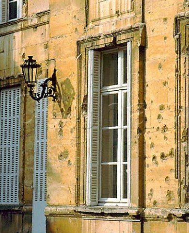 The Hotel de Marc in Rheims owned by the Champagne   house of Veuve Clicquot Ponsardin showing bullet   damage from the war