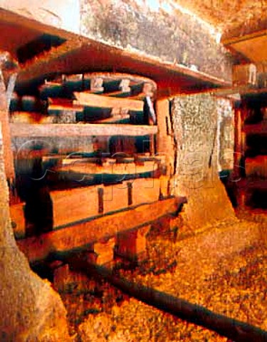 Ancient presses in Le Mont cellars of Gaston Huet   hewn out of the tuffeau subsoil below the vineyard of   the same name   Vouvray IndreetLoire France