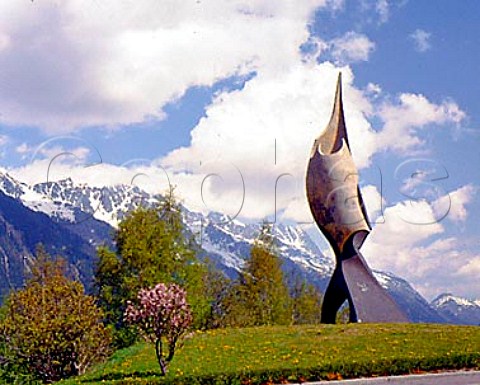 Monument at the entrance to the Mont Blanc tunnel on   the French side  HauteSavoie France RhneAlpes