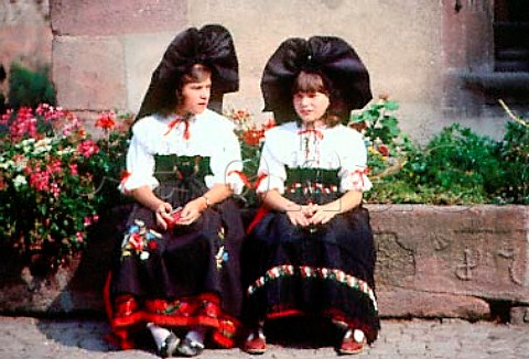Girls in traditional Alsace costume   Kaysersberg Alsace