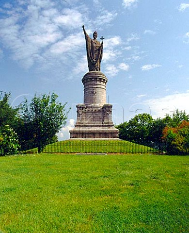 Huge statue of Pope Urbain II 10881099   overlooking the vineyards at ChatillonsurMarne in   the Marne Valley to the west of Epernay  Champagne