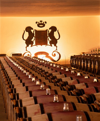 Barriques in the 1styear chai of Chteau   MoutonRothschild Pauillac Gironde France  Mdoc  Bordeaux