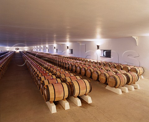 Barriques in the 1styear chai of Chteau    MoutonRothschild Pauillac Gironde France  Mdoc  Bordeaux