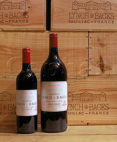 Bottle and magnum in the warehouse of   Chteau LynchBages Pauillac Gironde France   Mdoc  Bordeaux