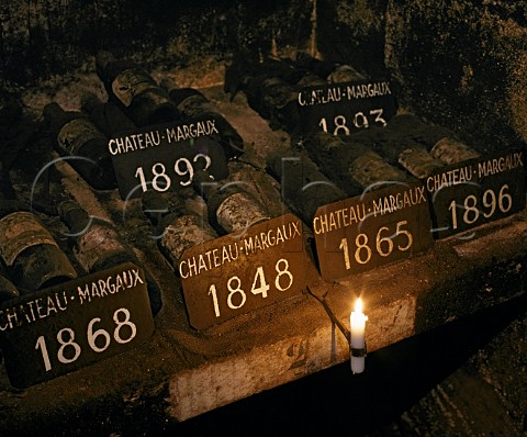Very old wines in the vintage bottle cellar of Chteau Margaux  dating back to 1848   Mdoc  Bordeaux   
