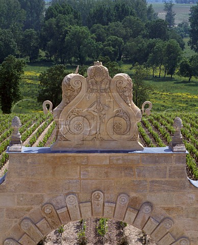 Ornate decoration on the arch over entrance to Chteau CosdEstournel StEstphe Gironde France  Mdoc  Bordeaux