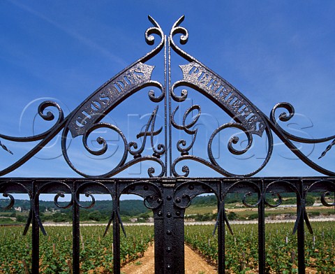 Entrance gate to Clos des Perrires vineyard of     Albert Grivault Meursault Cte dOr France   Cte de Beaune Premier Cru