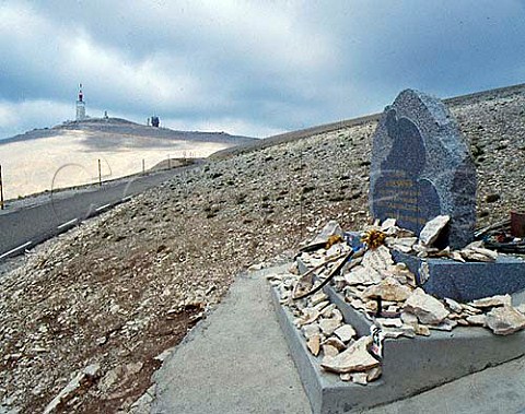 Memorial to Tom Simpson near to where he collapsed   and died close to the summit of Mont Ventoux in the 1967 Tour de France  Vaucluse