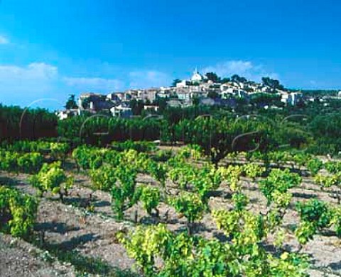 Bonnieux viewed over vineyard Vaucluse France   Ctes du Luberon