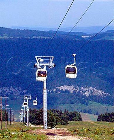 Skilift telecabin at Lelex in the Jura mountains   Ain France  Parc Naturel Rgional Du Haut Jura