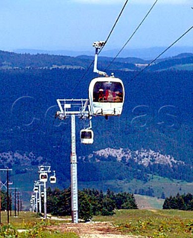 Skilift telecabin at Lelex in the Jura mountains   Ain France  Parc Naturel Rgional Du Haut Jura