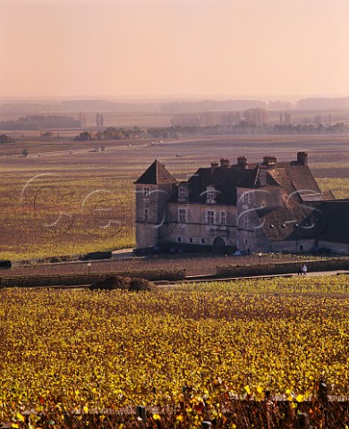 Chteau du Clos de Vougeot in its vineyard viewed from Musigny vineyard Cte dOr France    Cte de Nuits Grand Crus