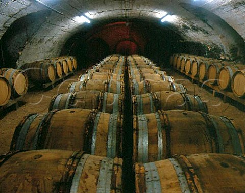 Barrels await filling in cellar of Chteau Fuiss   Fuiss SaneetLoire France    PouillyFuiss  Mconnais