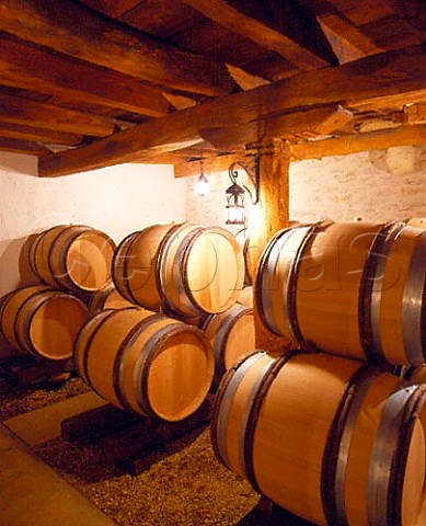 New oak barrels in the cellars of Chteau Fuiss   These are used for their two top wines   Vielles Vignes and Chteau Fuiss    Fuiss SaneetLoire France      PuillyFuiss  Mconnais