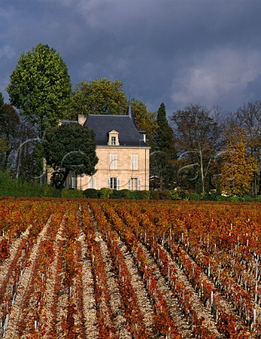 Chteau PichonLonguevilleComtessedeLalande viewed over autumnal vineyard of Chteau Latour Pauillac Gironde France  Mdoc  Bordeaux