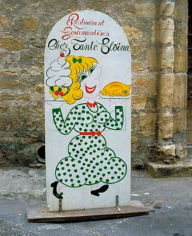 Restaurant sign in Sarlat Dordogne France