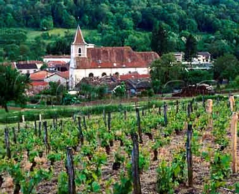 Vineyard and church at Lucey near Toul Lorraine   France VDQS Cotes de Toul