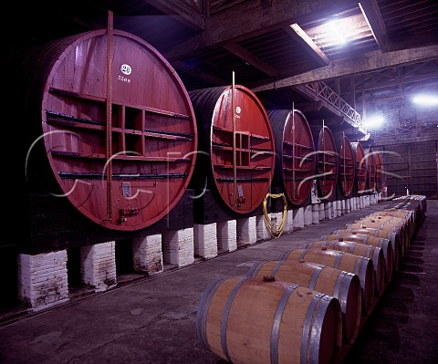 Austrian oak casks over 100years old plus some new oak barriques in the chais of the same age at Mas Amiel The wine stays in them for 414 years Maury PyrnesOrientales France  AC Maury