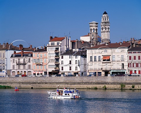 Mcon viewed over the River Sane SaneetLoire France  Burgundy