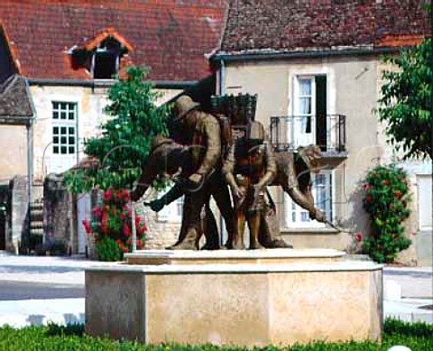 Sculpture showing the different tasks required in   the vineyard PulignyMontrachet Cte dOr France