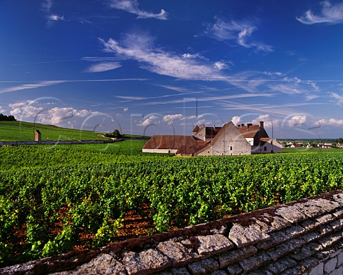 Chteau du Clos de Vougeot in its vineyard with Les Petits Musigny vineyard beyond on left Cte dOr France Cte de Nuits Grand Cru
