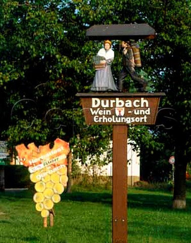 Signs at the entrance to Durbach show its importance   for red and ros wine as well as white Baden   Germany     Ortenau Bereich