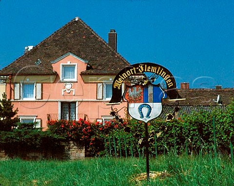 Sign at entrance to the wine village of Flemlingen   Pfalz Germany   Sudpfalz