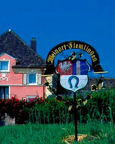 Sign at entrance to the wine village of Flemlingen   Germany   Sudpfalz