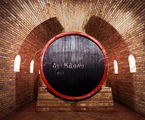 Display cask containing Bulls Blood in the huge   state cellars of Egervin at Eger Hungary
