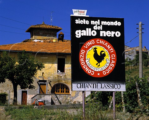 Chianti Classico wine sign Gallo Nero Tuscany Italy